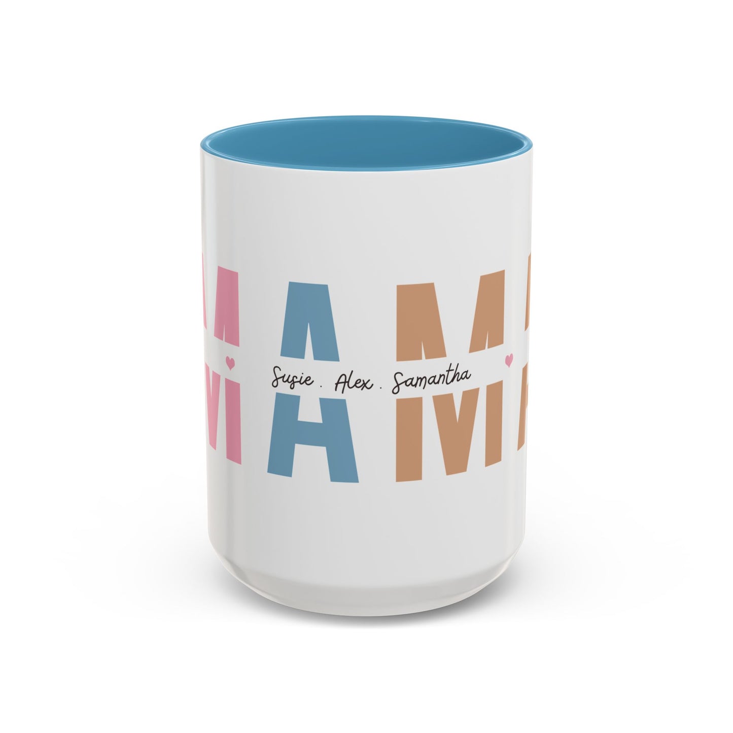 Mama Mug with Kids Names | Personalized Color Accent Coffee Mug (11/15 oz)