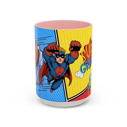 Super Grandpa Coffee Mug — Personalized Comic Superhero Photo Gift (11/15 oz)