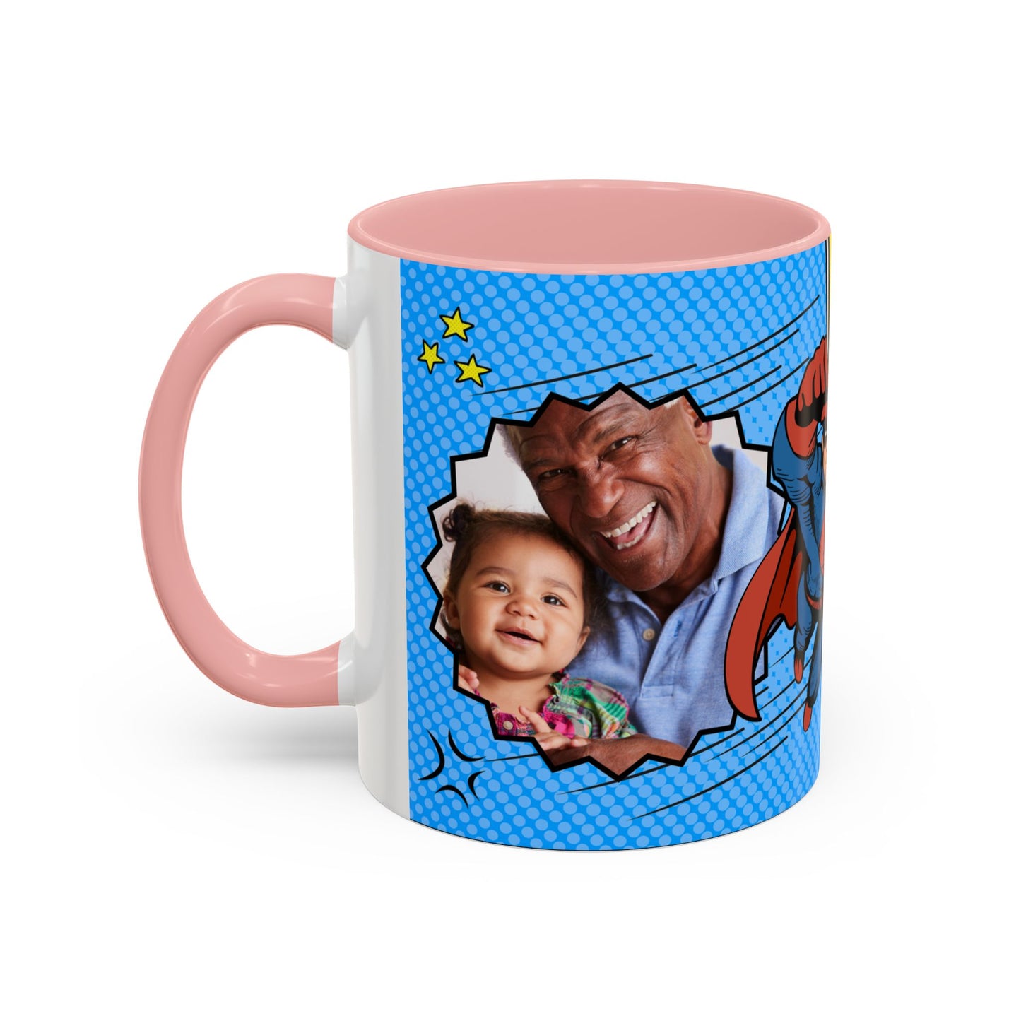 Super Grandpa Coffee Mug — Personalized Comic Superhero Photo Gift (11/15 oz)