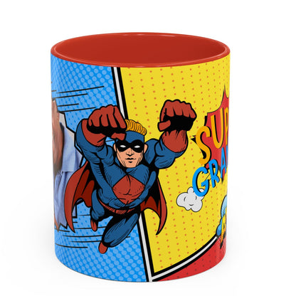 Super Grandpa Coffee Mug — Personalized Comic Superhero Photo Gift (11/15 oz)
