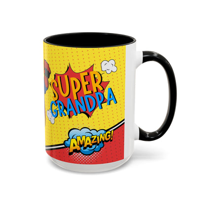 Super Grandpa Coffee Mug — Personalized Comic Superhero Photo Gift (11/15 oz)