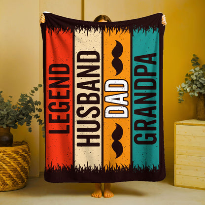 Legend Husband Dad Grandpa Fleece Sherpa Blanket