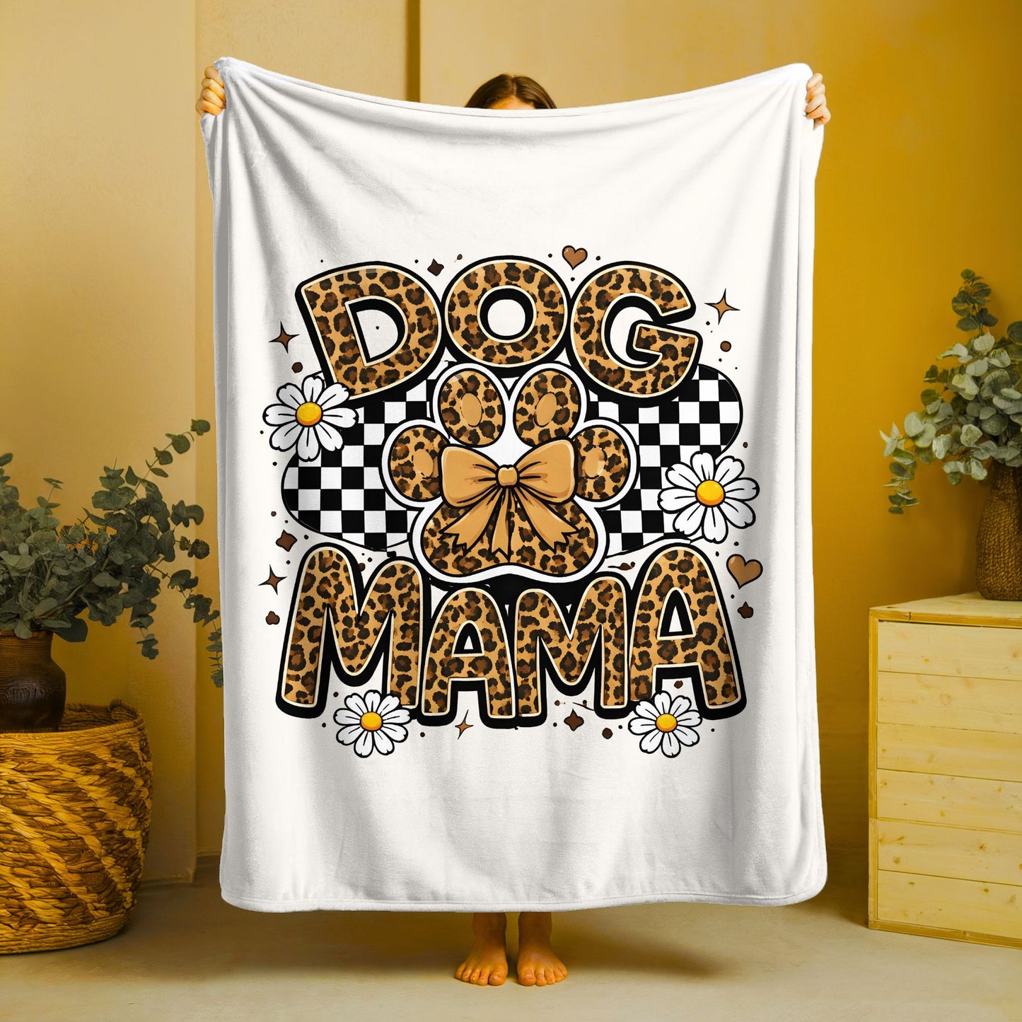 Dog Mama Sherpa Blanket — Leopard Paw