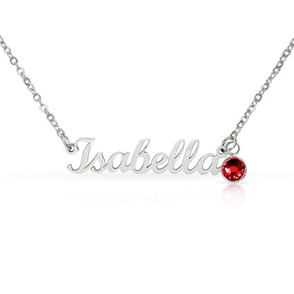 Custom Name Necklace with Birthstone | Personalized Jewelry Gift for Her — No Message Card