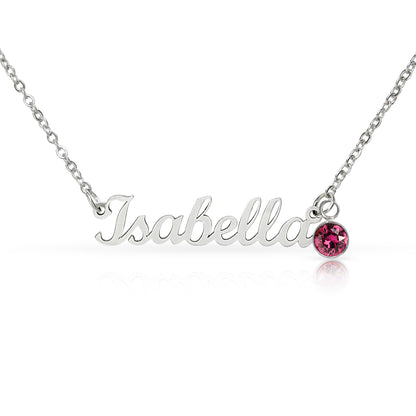 Custom Name Necklace with Birthstone | Personalized Jewelry Gift for Her — No Message Card