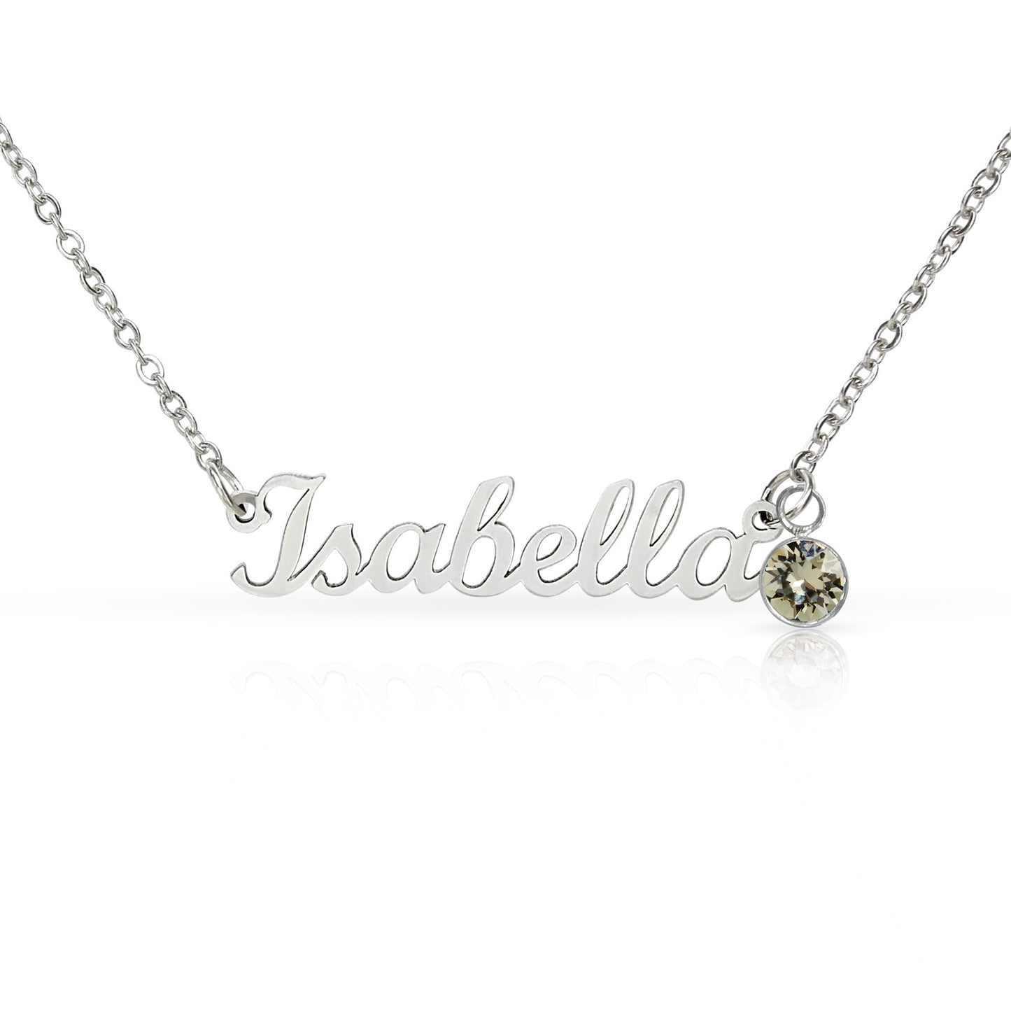 Custom Name Necklace with Birthstone | Personalized Jewelry Gift for Her — No Message Card