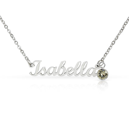 Custom Name Necklace with Birthstone | Personalized Jewelry Gift for Her — No Message Card