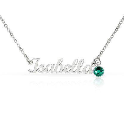 Custom Name Necklace with Birthstone | Personalized Jewelry Gift for Her — No Message Card