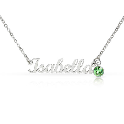Custom Name Necklace with Birthstone | Personalized Jewelry Gift for Her — No Message Card