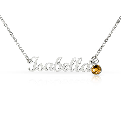 Custom Name Necklace with Birthstone | Personalized Jewelry Gift for Her — No Message Card