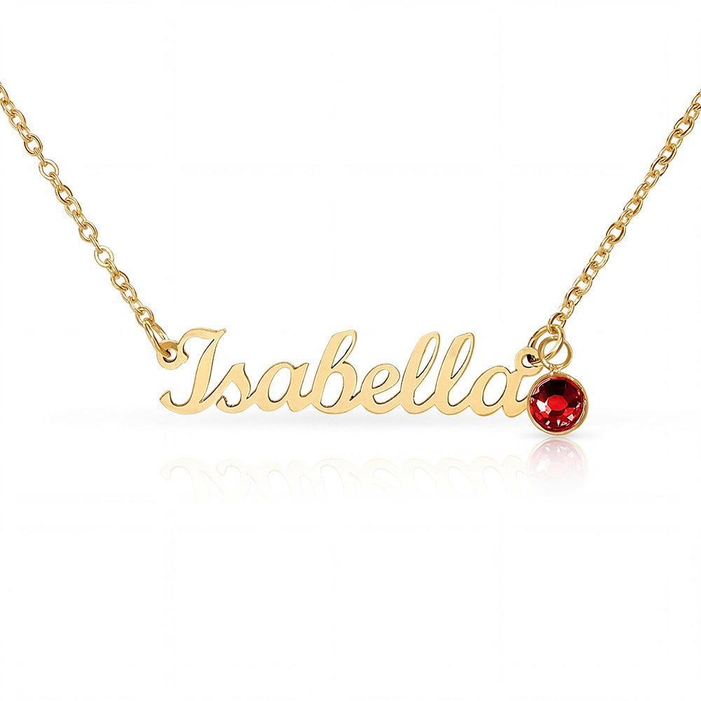 Custom Name Necklace with Birthstone | Personalized Jewelry Gift for Her — No Message Card