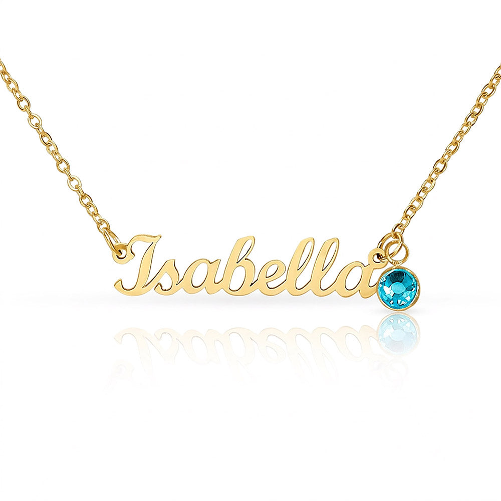 Custom Name Necklace with Birthstone | Personalized Jewelry Gift for Her — No Message Card