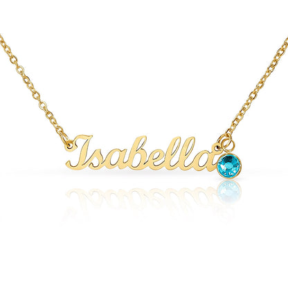 Custom Name Necklace with Birthstone | Personalized Jewelry Gift for Her — No Message Card
