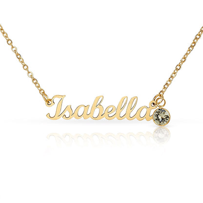 Custom Name Necklace with Birthstone | Personalized Jewelry Gift for Her — No Message Card