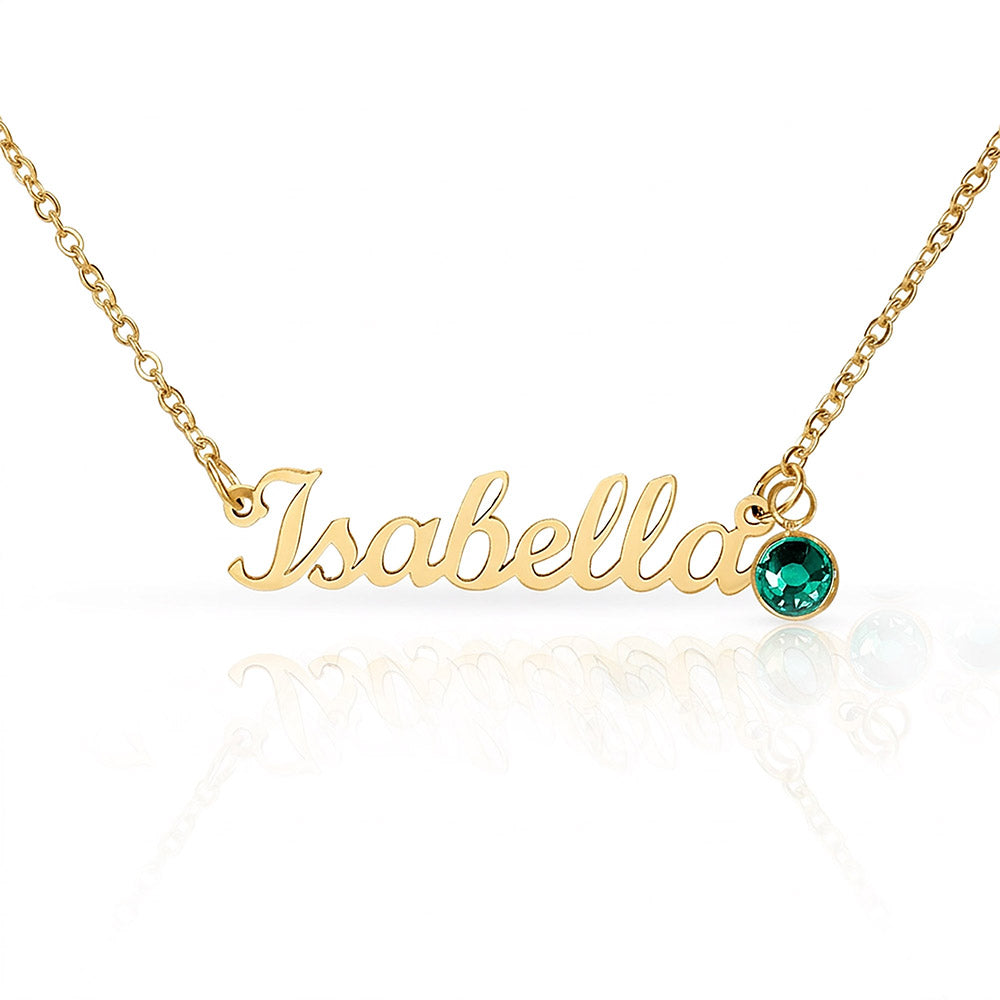 Custom Name Necklace with Birthstone | Personalized Jewelry Gift for Her — No Message Card