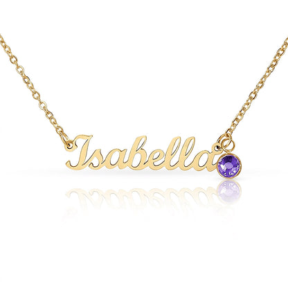 Custom Name Necklace with Birthstone | Personalized Jewelry Gift for Her — No Message Card