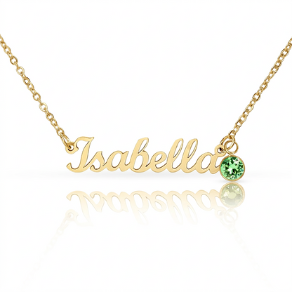 Custom Name Necklace with Birthstone | Personalized Jewelry Gift for Her — No Message Card