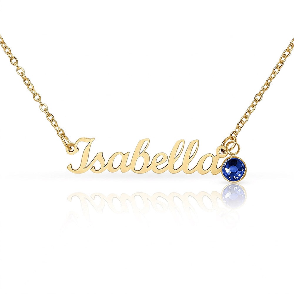 Custom Name Necklace with Birthstone | Personalized Jewelry Gift for Her — No Message Card