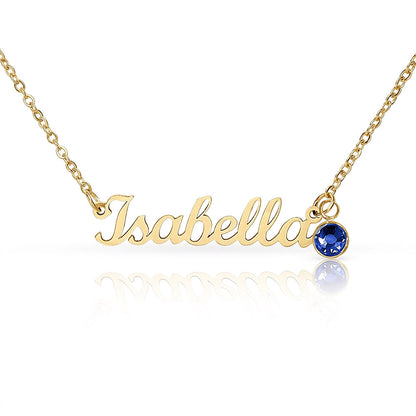 Custom Name Necklace with Birthstone | Personalized Jewelry Gift for Her — No Message Card