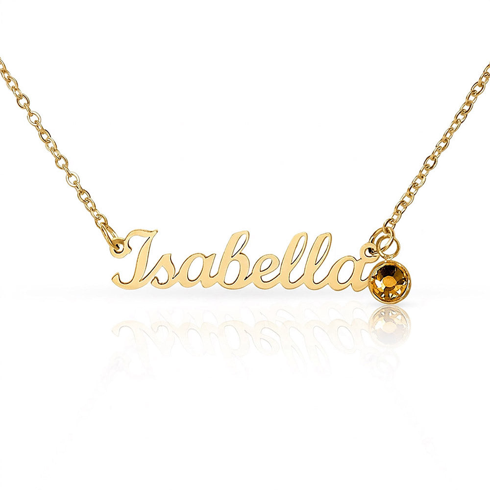 Custom Name Necklace with Birthstone | Personalized Jewelry Gift for Her — No Message Card