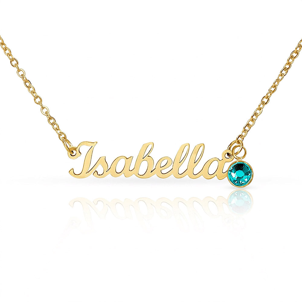 Custom Name Necklace with Birthstone | Personalized Jewelry Gift for Her — No Message Card