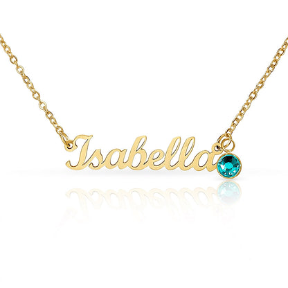 Custom Name Necklace with Birthstone | Personalized Jewelry Gift for Her — No Message Card