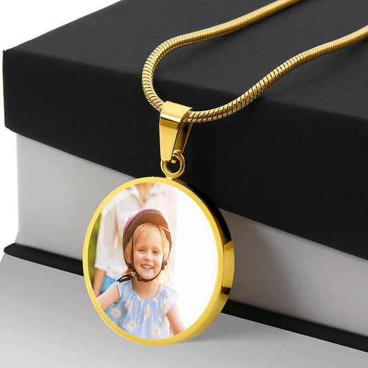 Custom Photo Circle Necklace with Engraving | Personalized Gift for Everyone