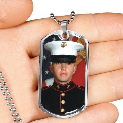 Custom Photo Dog Tag Necklace | Personalized Engraved Gift for Him, Husband & Dad