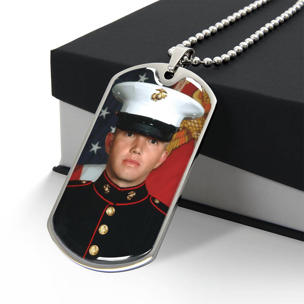 Custom Photo Dog Tag Necklace | Personalized Engraved Gift for Him, Husband & Dad