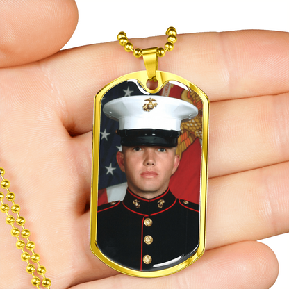 Custom Photo Dog Tag Necklace | Personalized Engraved Gift for Him, Husband & Dad