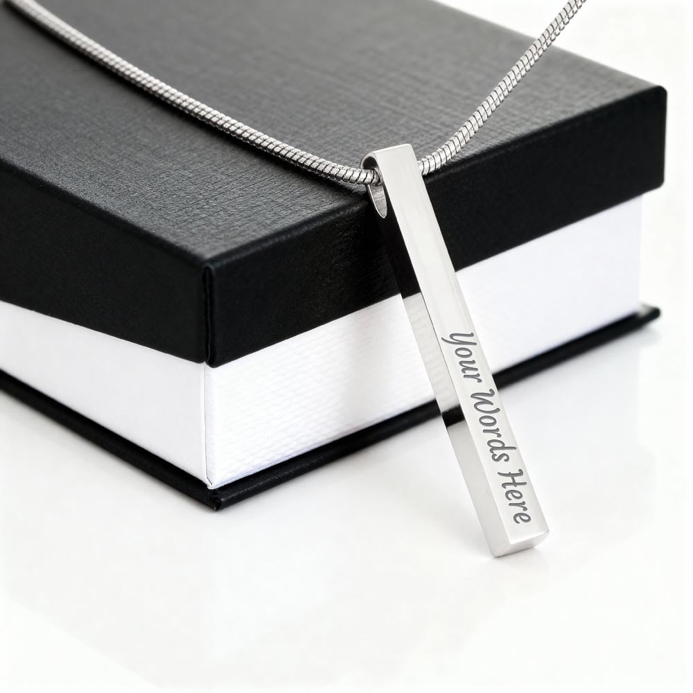 Custom Engraved 4-Sided Stick Necklace | Personalized Bar Jewelry