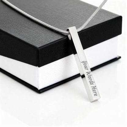 Custom Engraved 4-Sided Stick Necklace | Personalized Bar Jewelry