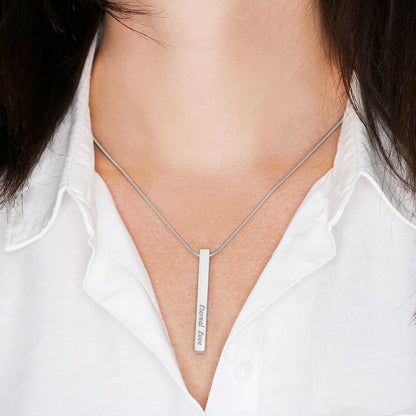 Custom Engraved 4-Sided Stick Necklace | Personalized Bar Jewelry