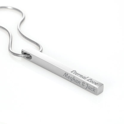 Custom Engraved 4-Sided Stick Necklace | Personalized Bar Jewelry