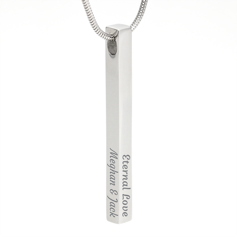Custom Engraved 4-Sided Stick Necklace | Personalized Bar Jewelry