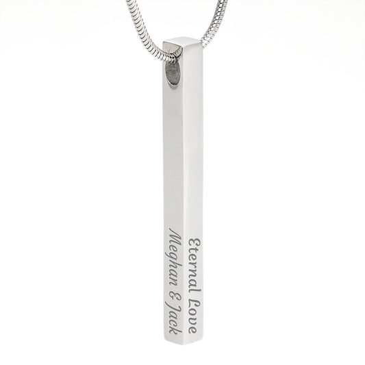 Custom Engraved 4-Sided Stick Necklace | Personalized Bar Jewelry