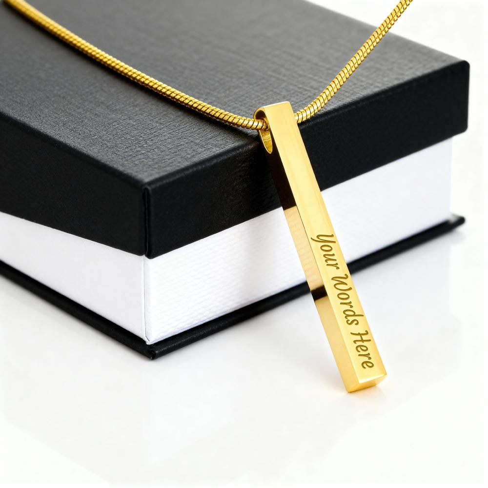 Custom Engraved 4-Sided Stick Necklace | Personalized Bar Jewelry