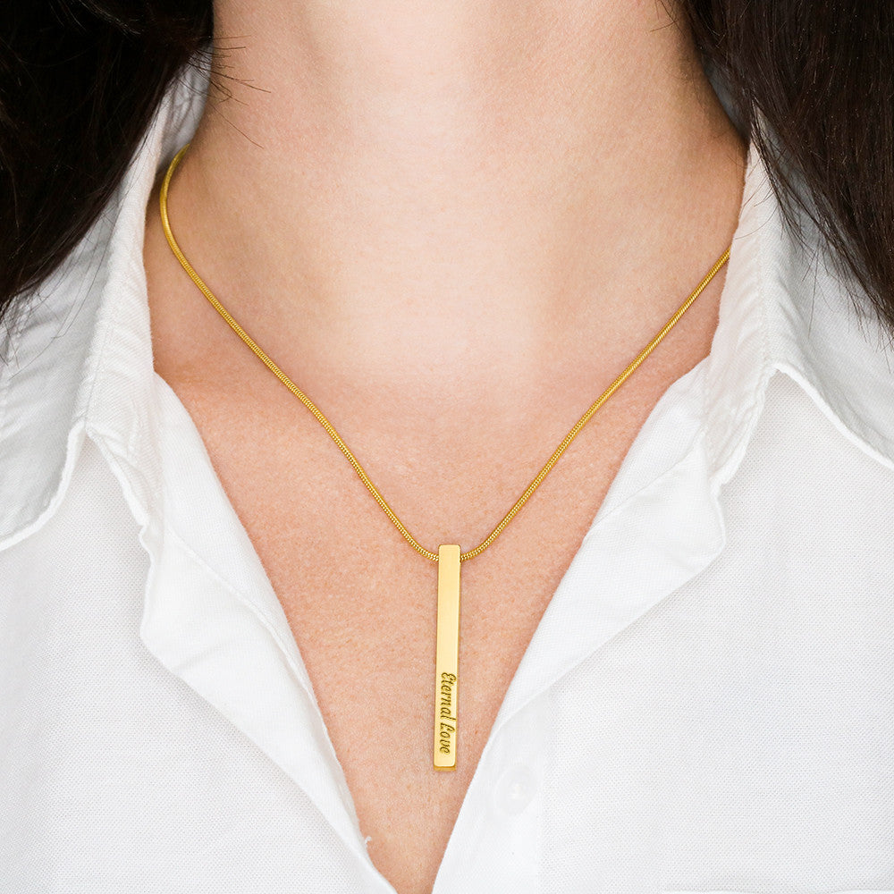 Custom Engraved 4-Sided Stick Necklace | Personalized Bar Jewelry