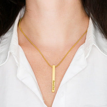 Custom Engraved 4-Sided Stick Necklace | Personalized Bar Jewelry