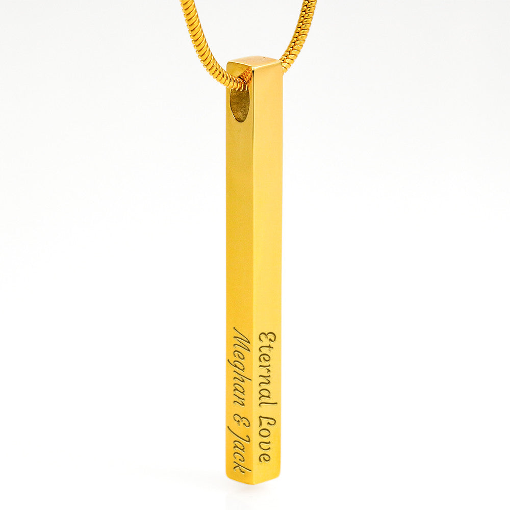 Custom Engraved 4-Sided Stick Necklace | Personalized Bar Jewelry