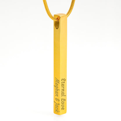 Custom Engraved 4-Sided Stick Necklace | Personalized Bar Jewelry
