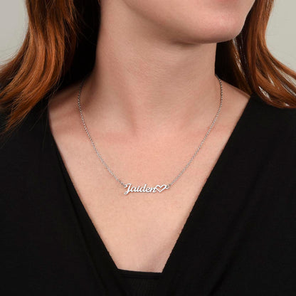 Personalized Heart Name Necklace | Custom Cursive Gift for Her — No Message Card