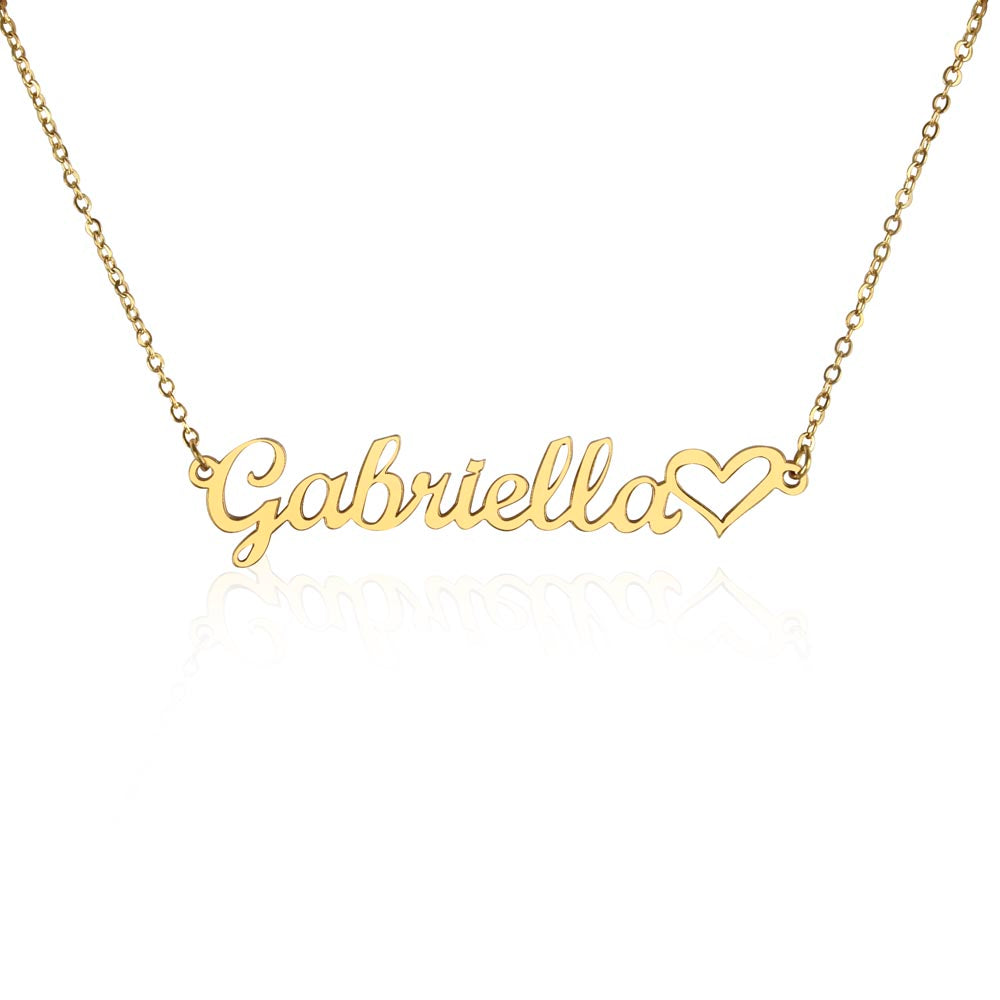 Personalized Heart Name Necklace | Custom Cursive Gift for Her — No Message Card