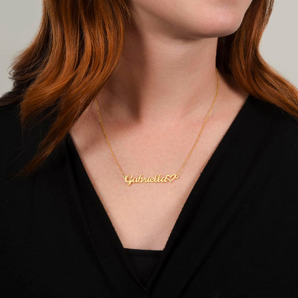 Personalized Heart Name Necklace | Custom Cursive Gift for Her — No Message Card