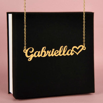 Personalized Heart Name Necklace | Custom Cursive Gift for Her — No Message Card