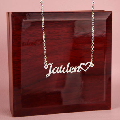Personalized Heart Name Necklace | Custom Cursive Gift for Her — No Message Card