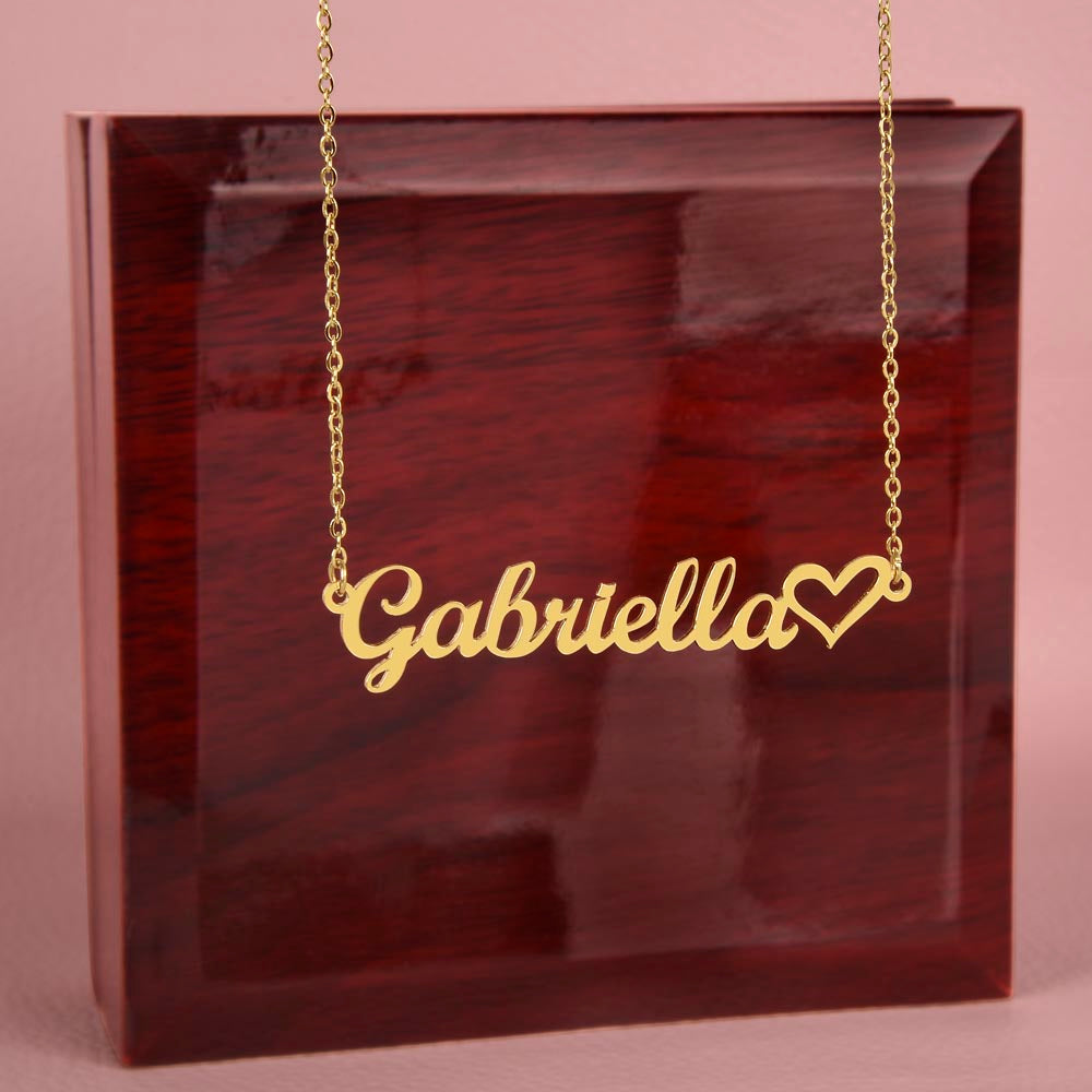 Personalized Heart Name Necklace | Custom Cursive Gift for Her — No Message Card