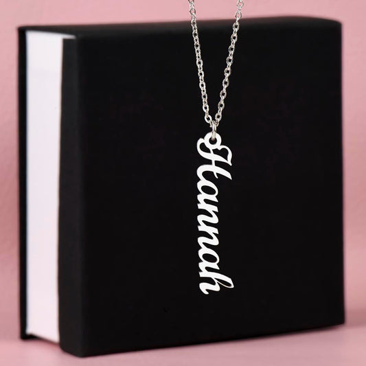 Personalized Vertical Name Necklace | Custom Cursive Jewelry Gift - No Message Card