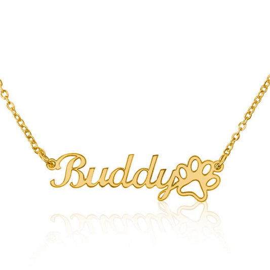 Personalized Paw Print Name Necklace | Custom Gift for Pet Lovers — No Message Card