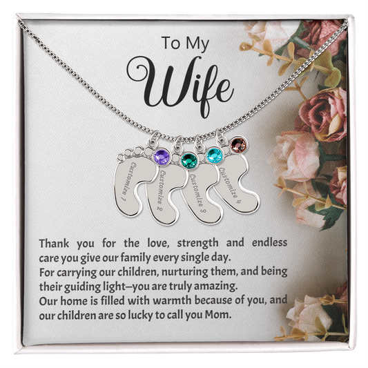 Custom Baby Feet Necklace with Birthstone | Personalized Gift for Mom/ Wife